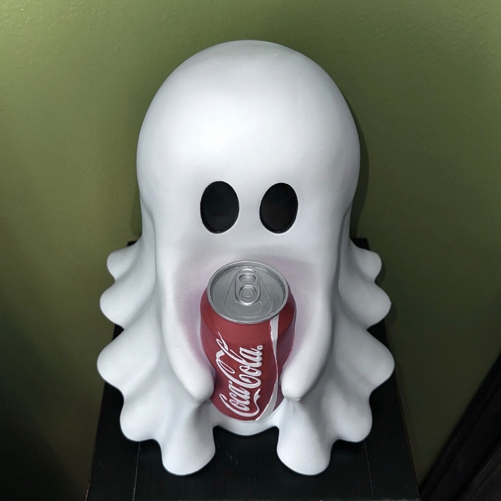 Coca-Cola Ghost Figure Halloween Decor Drink Holder Spooky Cute, NEW, White - Picture 2 of 5